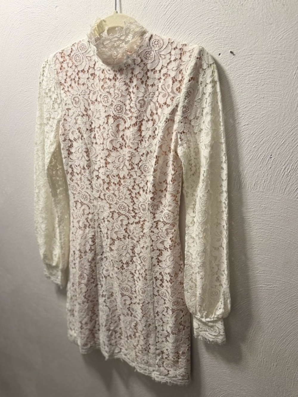 Keepsake Ivory Lace Mini Dress XXS High Neck Romantic Bridal Shower Cocktail